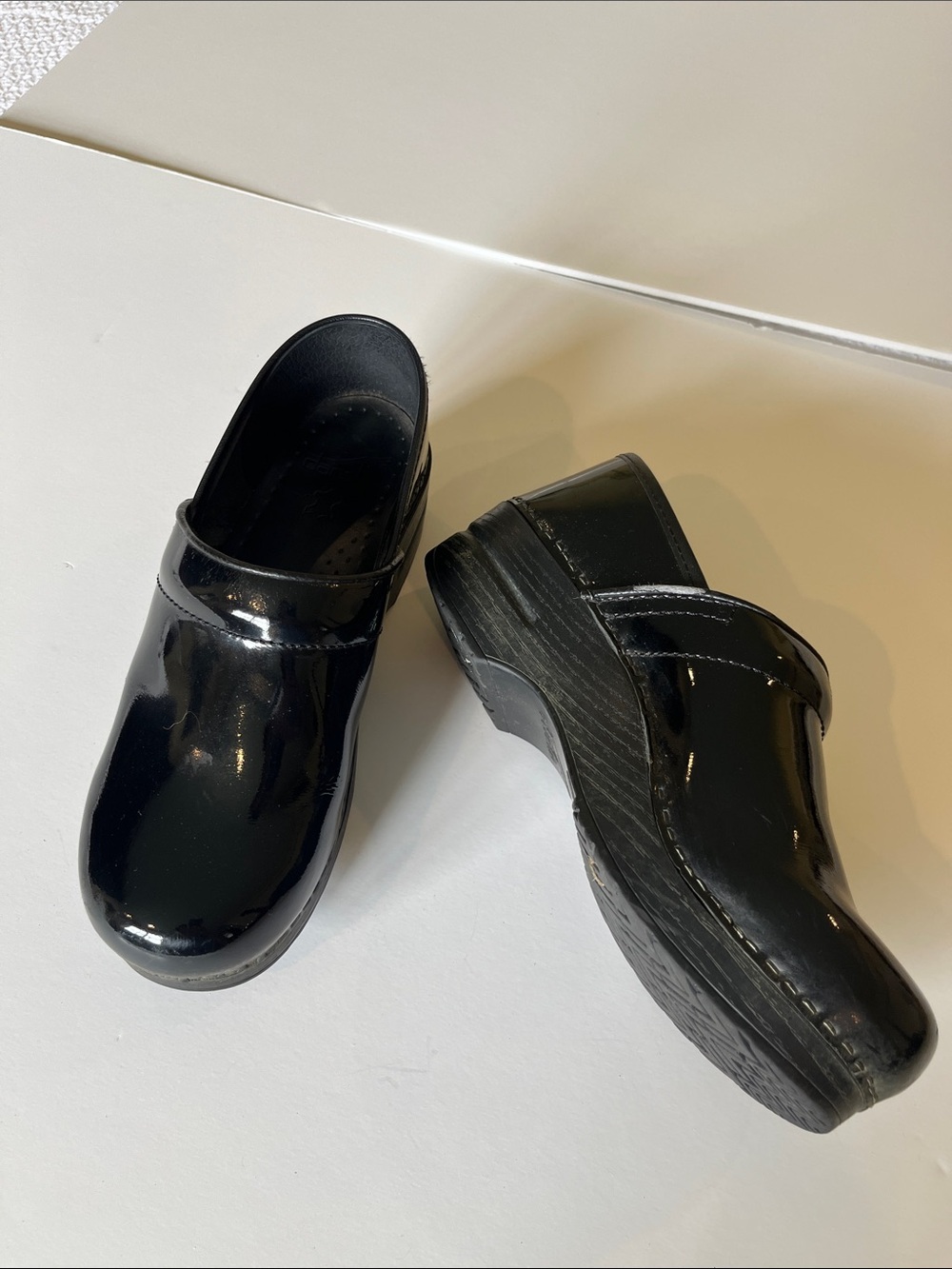 Dansko Black Patent Slip-On Clogs for Women Size 38
